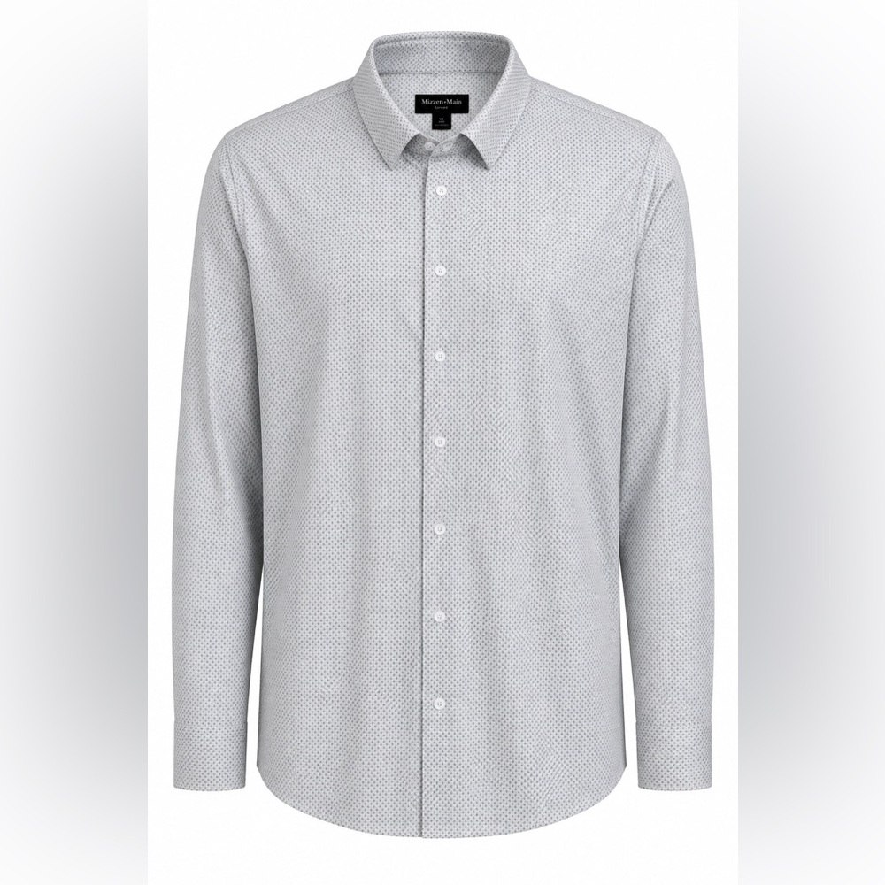 Mizzen+Main Leeward Performance Dress Shirt XXL Trim White Green